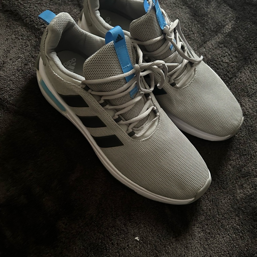 Adidas Men's Gray and Blue Sneakers